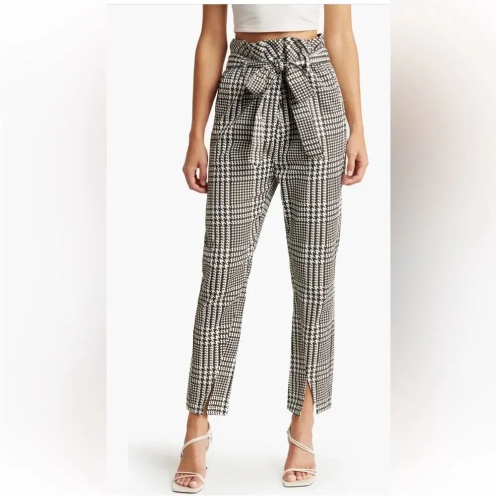 New AG Gerren High Rise Paper bag Gingham Plaid Pants Size 27